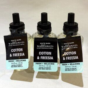 Lot 3 Bath & Body Works White Barn Wallflower Cotton Freesia Refill Bulb 0.8 fl